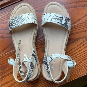 Snakeskin print espadrille sandals